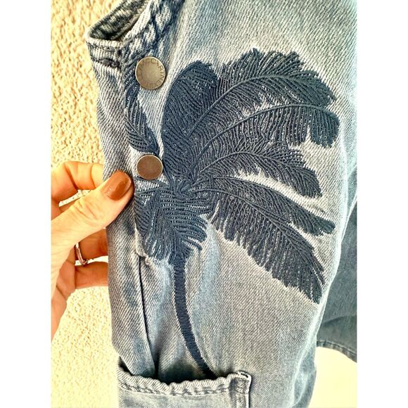 NWT Stella McCartney Kids Girl Embroidered Palms Denim Overalls Size 8 - Picture 8 of 9